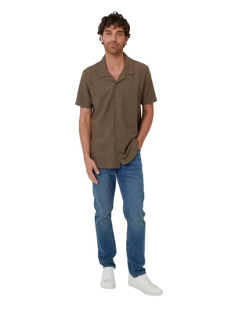 Threadbare Antti" Hemd für Herren, leger, kurzärmlig (Khaki Khaki