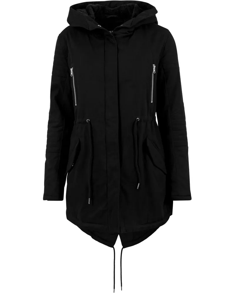Urban Classics Parka Sherpa-Futter für Damen (Schwarz Schwarz