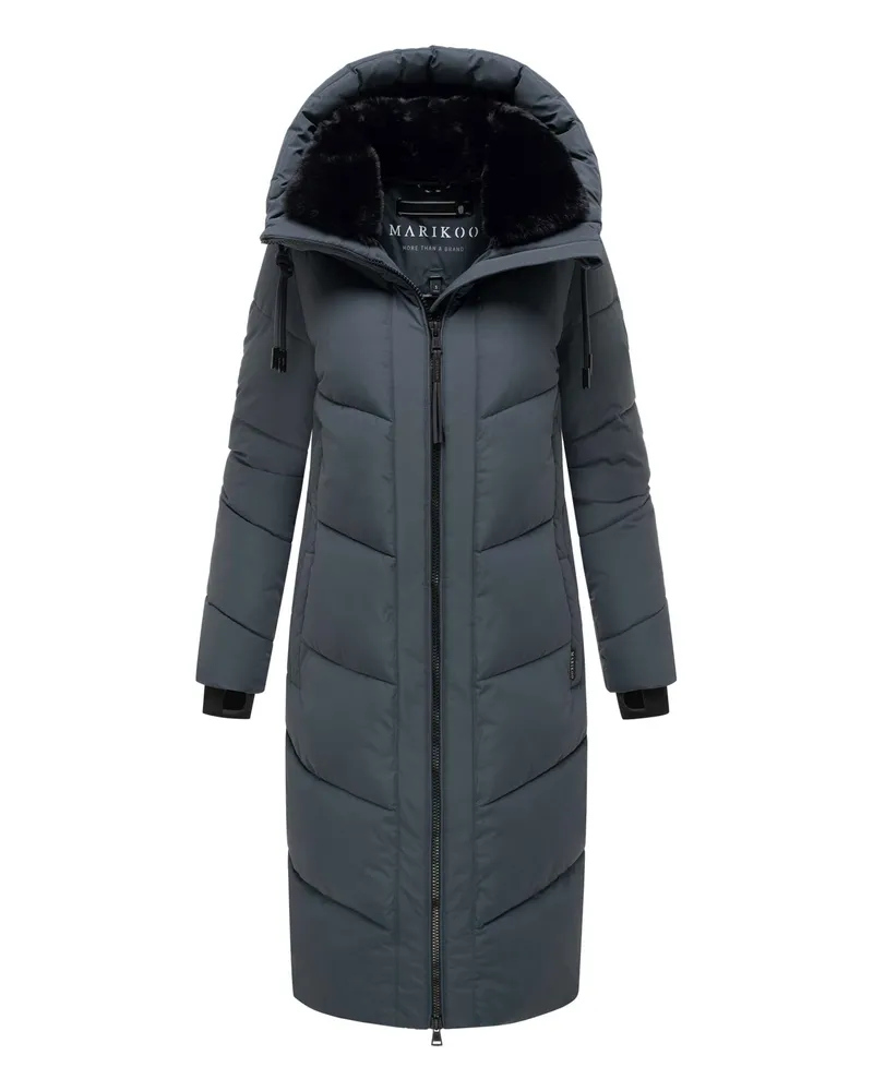 Marikoo Damen Winterjacke Nadaree – lang, warm & mit Kapuze Blau