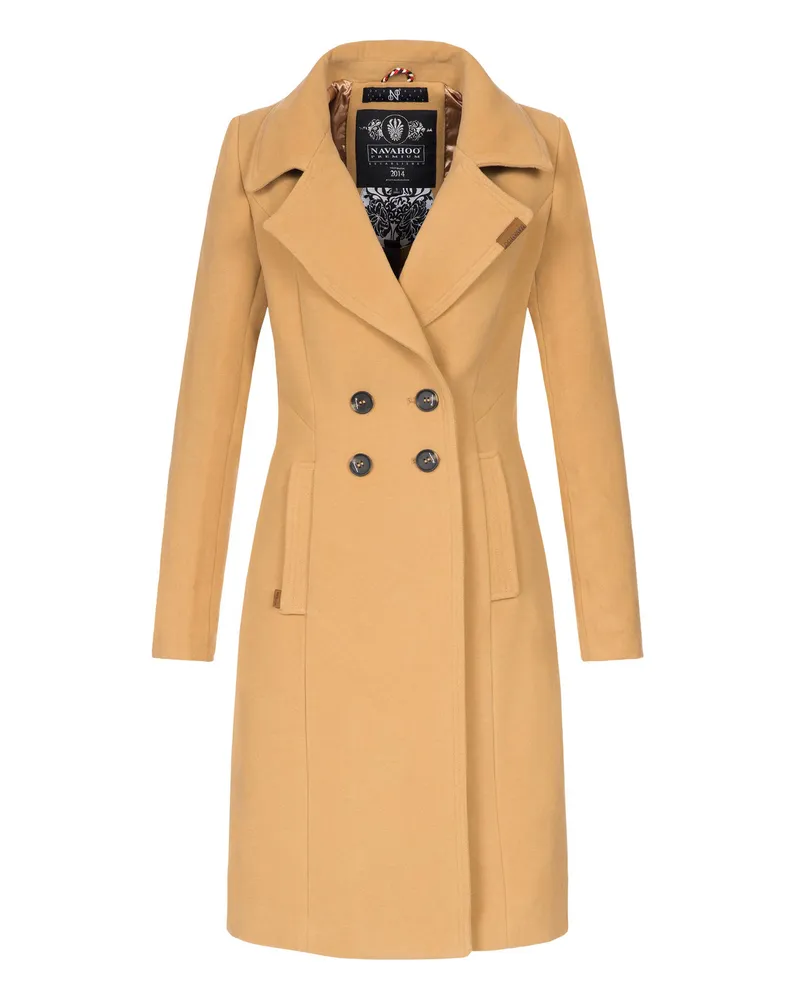 NAVAHOO Damen Trenchcoat Wooly – Premium Wintermantel mit Eleganter Passform Beige