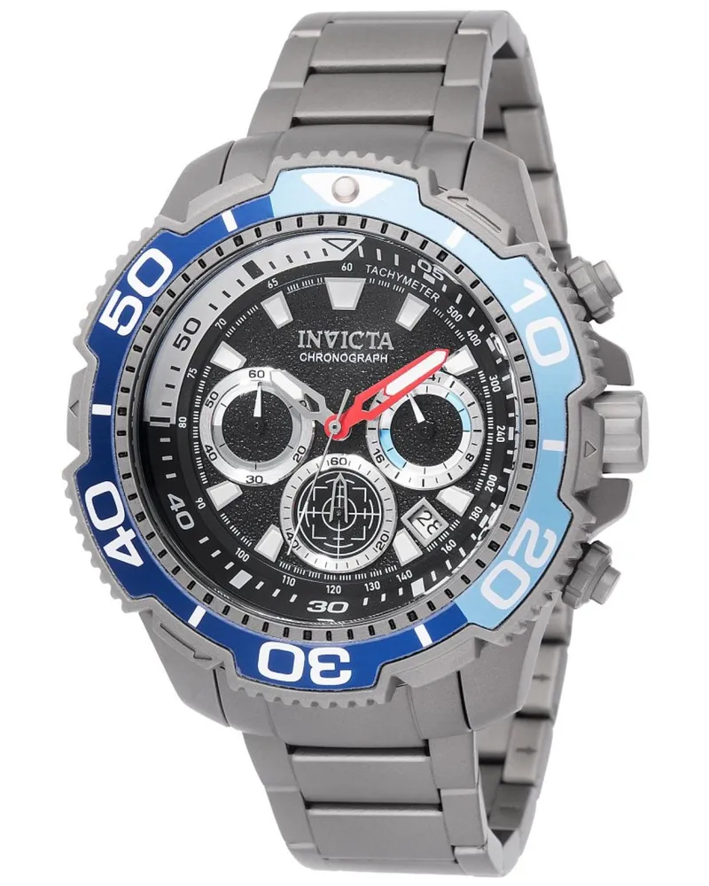 Invicta TI-22 49493 Herrenarmbanduhr - Quarzwerk - Titan mit Schwarzem Zifferblatt - 48 mm Grau