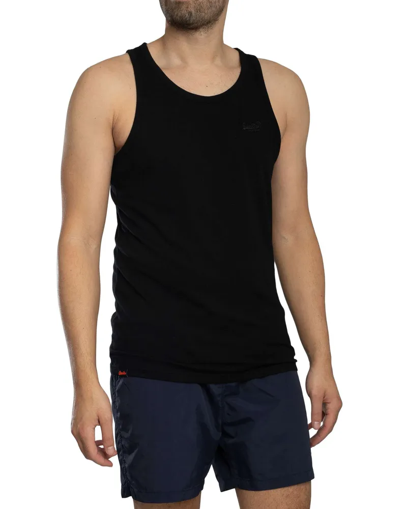 Superdry. Essential Logo-Weste, Schwarz Schwarz