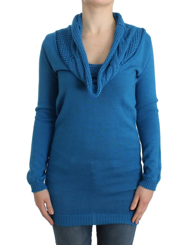 CoSTUME NATIONAL Pull à encolure dégagée en tricot bleu pour femmes Schwarz