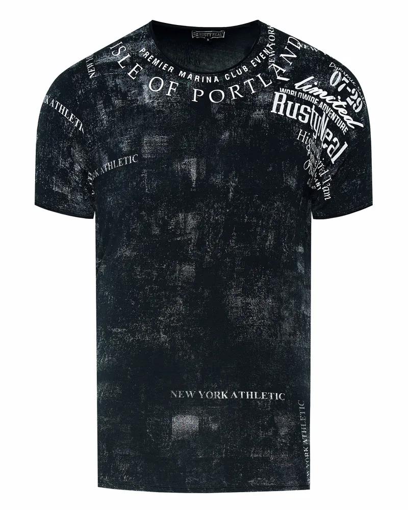 Rusty Neal T-Shirt Verwaschen mit Prints Schwarz