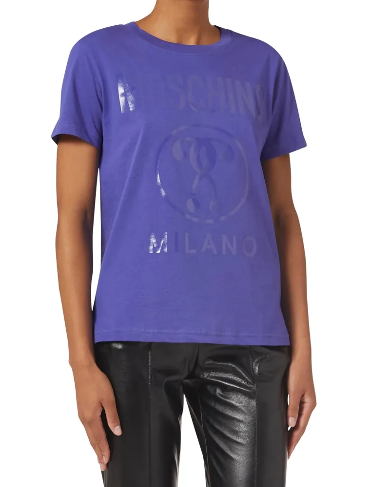 Moschino Lila T-shirt Mit Doppeltem Fragezeichen Lila