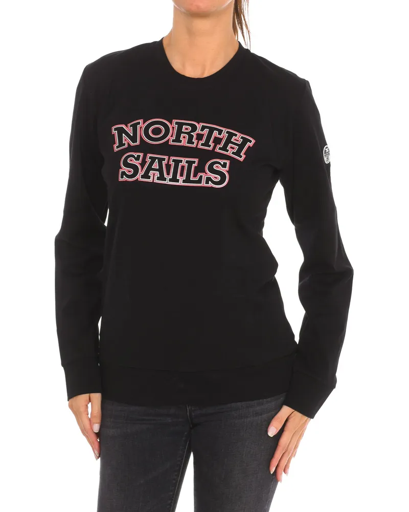 North Sails Langärmeliges Damen-Sweatshirt mit Rundhalsausschnitt 9024210 Schwarz