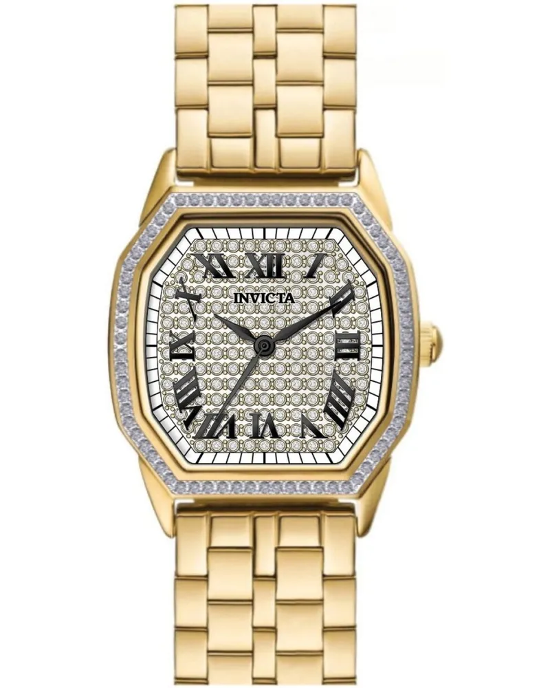 Invicta Wildflower 50081 Damenuhr - Quarzwerk - Edelstahl mit silbernem Zifferblatt - 27 mm Gold