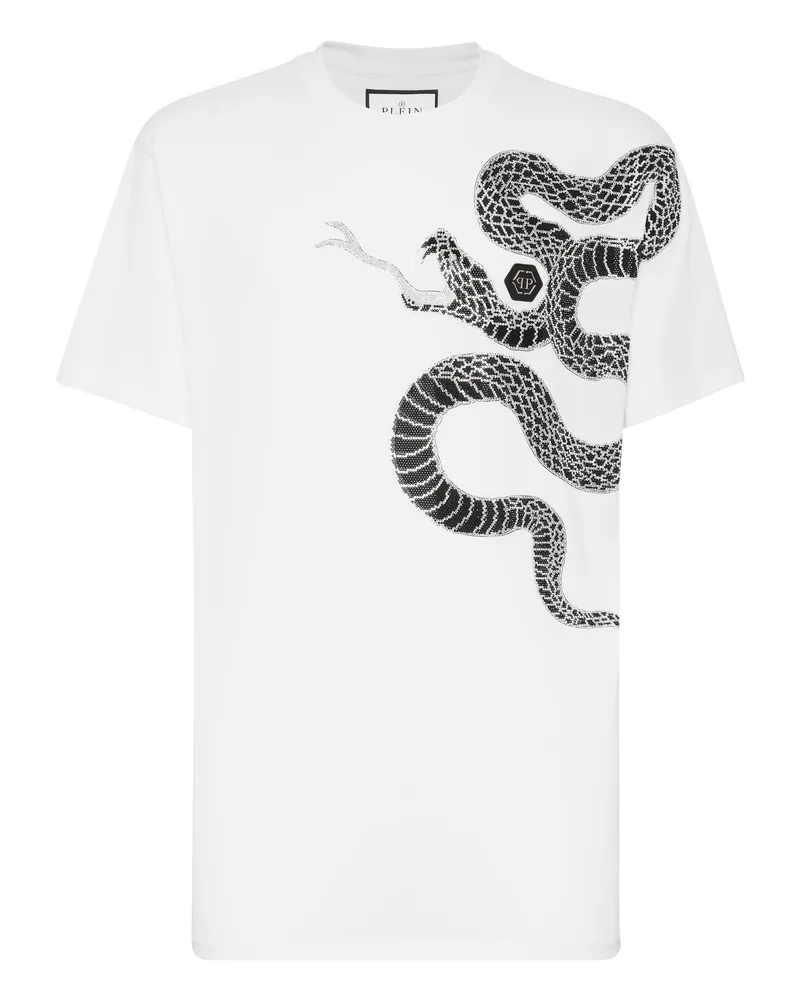 Philipp Plein T-Shirt Rundhalsausschnitt Ss Snake Weiß