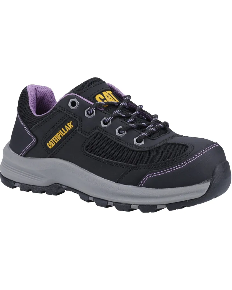 Caterpillar Footwear Elmore PVC Schwarz Weit Gefittete /Lilafarbene Sicherheitsschuhe Schwarz