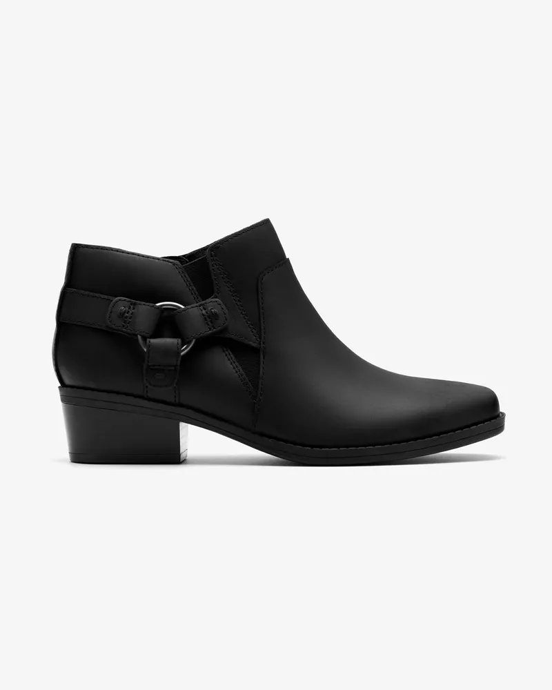 Clarks Danyelle Gema Schwarze Ölige Lederstiefel Schwarz
