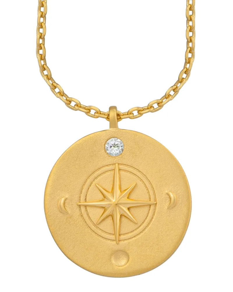 cai Halskette Element Feuer 925/- Sterling Silber vergoldet Weißtopaz Gold