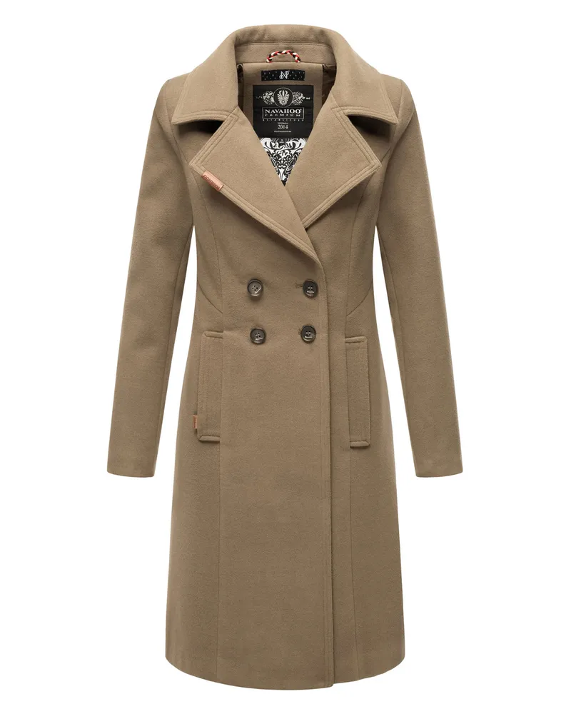 NAVAHOO Damen Trenchcoat Wooly – Premium Wintermantel mit Eleganter Passform Braun