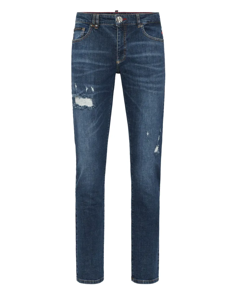 Philipp Plein Supergerader Schnitt Dunkelblau