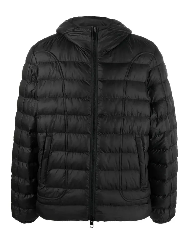 Diesel schlichte schwarze wattierte Kapuzenjacke Schwarz