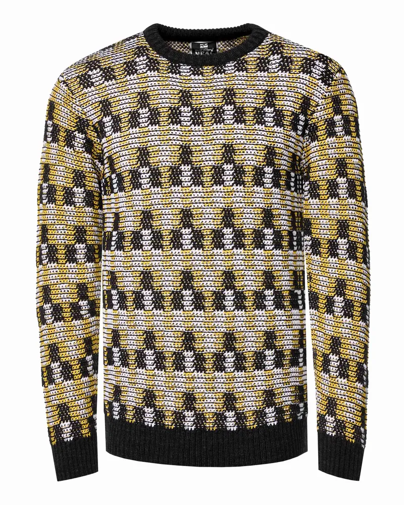 Rusty Neal Kontrast Rundhals-Pullover Dunkelgrau