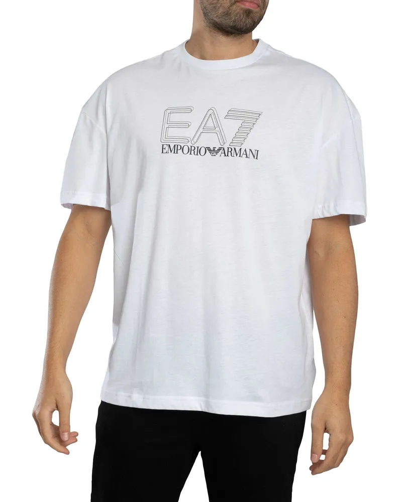 EA7 Echo Grafik-T-Shirt, Weiß Weiß
