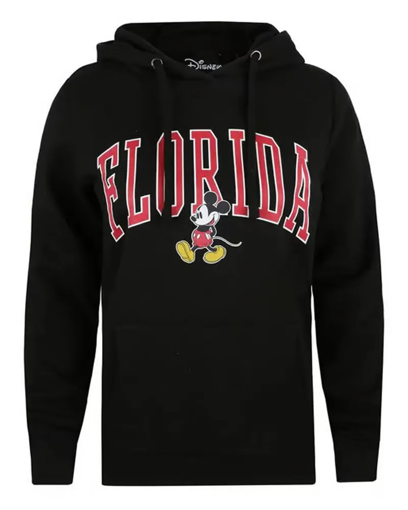 Disney Mickey Mouse College-Kapuzenpullover für Damen, Schwarz Schwarz