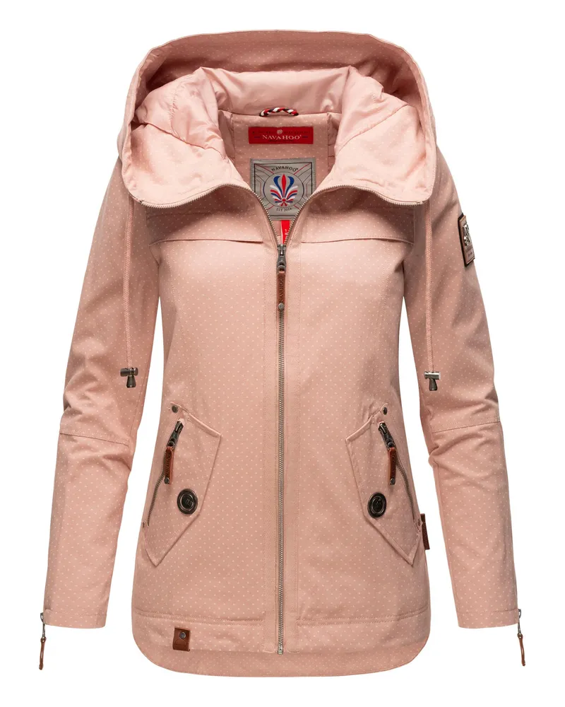 NAVAHOO Damen Übergangsjacke Wekoo – Leichte Baumwolljacke mit Kapuze Rosa