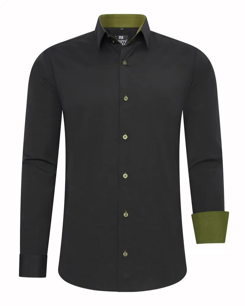 Rusty Neal Businesshemd Slim Fit aus Premium Cotton-Stretch - Schwarz Schwarz