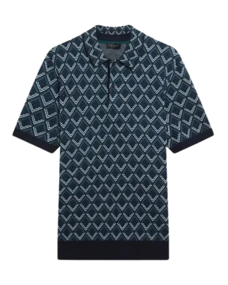 Ted Baker Melvvin Geo Jacquard Strick-polohemd In Marineblau Dunkelblau
