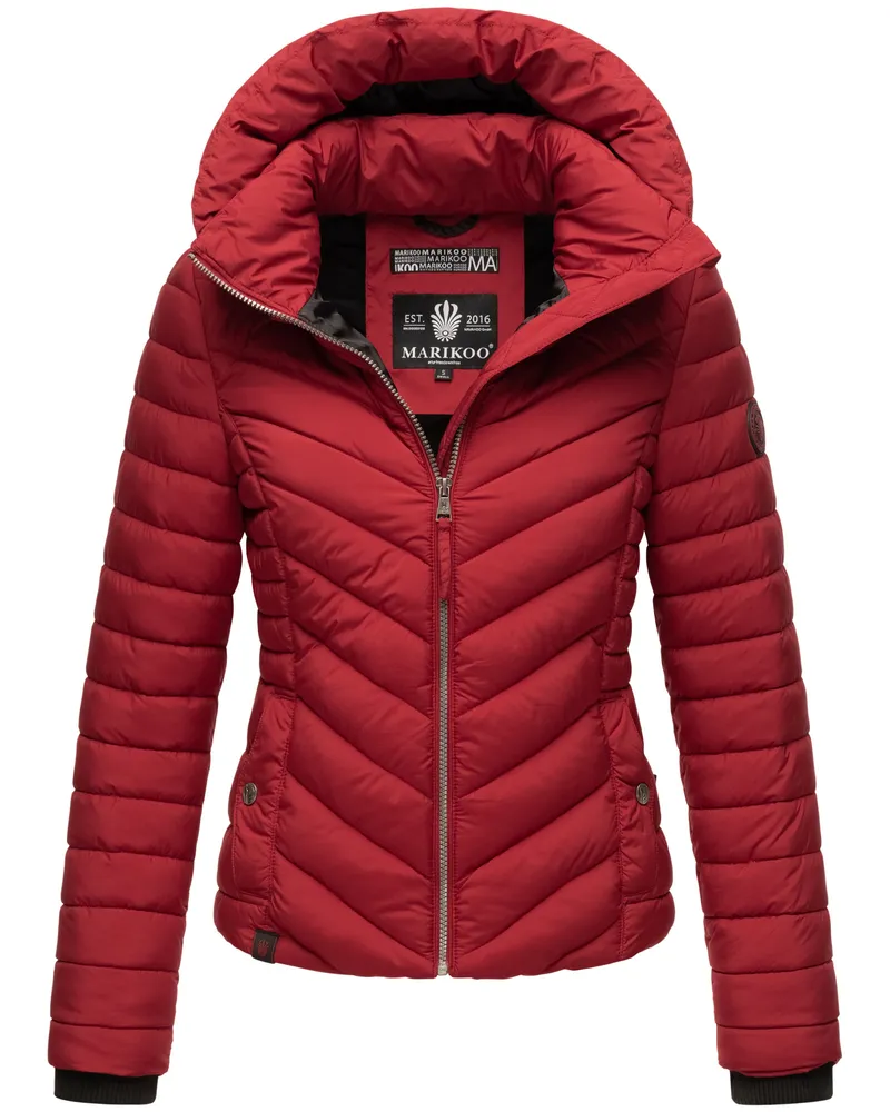 Marikoo Damen Steppjacke Kagomee mit Kapuze Rot