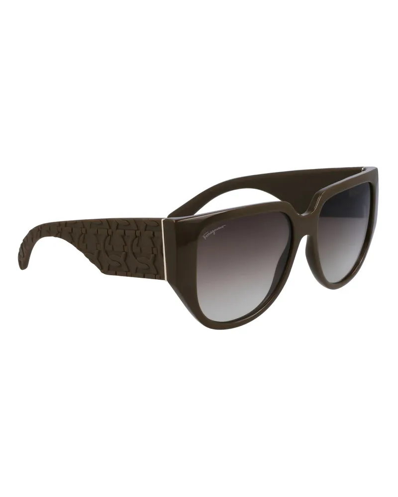 Ferragamo SF1088SE Ovale Acetat-Sonnenbrille für Damen Braun