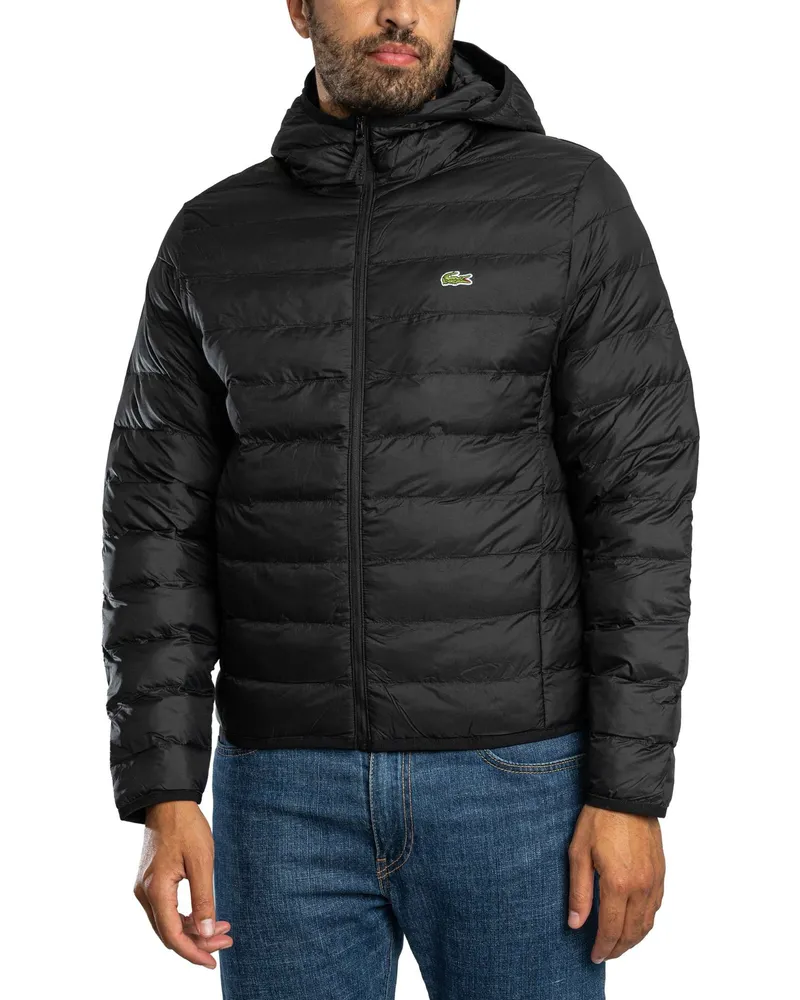 Lacoste Logo Puffer Jacke, Schwarz Schwarz
