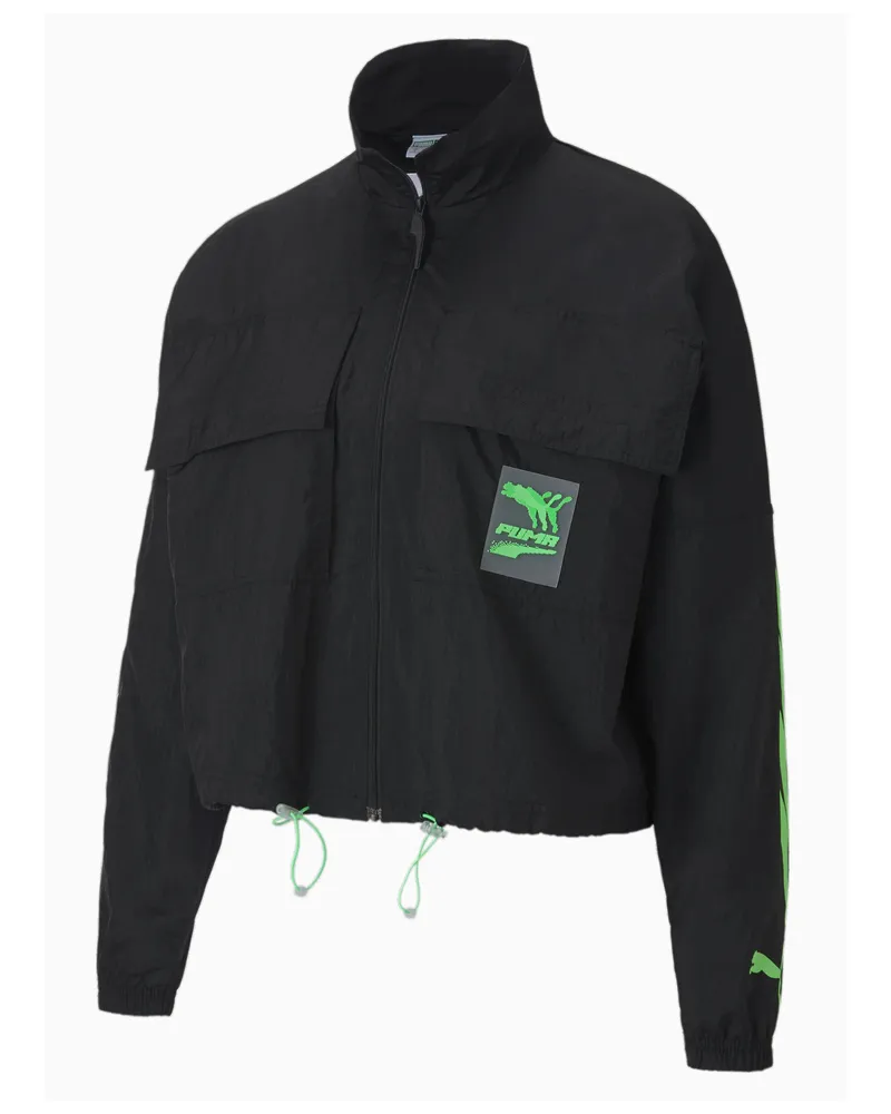Puma Ovide gewebte Trackjacke Reißverschluss up schwarze Damen -Track Top 597770 01 Schwarz