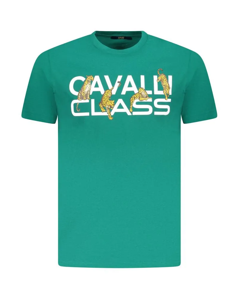 Roberto Cavalli Verde Herren T-Shirt aus Baumwolle Grün