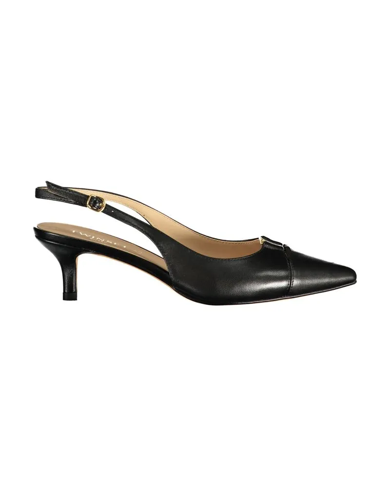 Twin-Set schwarze Leder Damen Sandale Schwarz