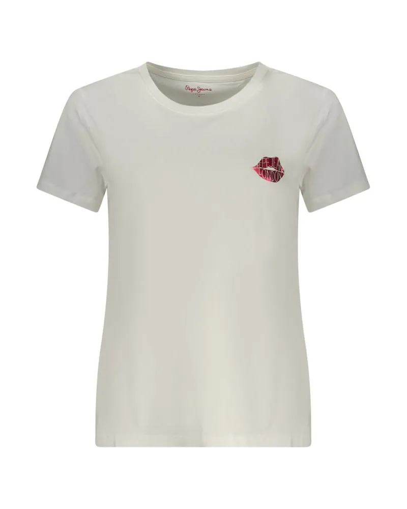 Pepe Jeans Weißes Baumwoll-T-Shirt für Damen Weiß
