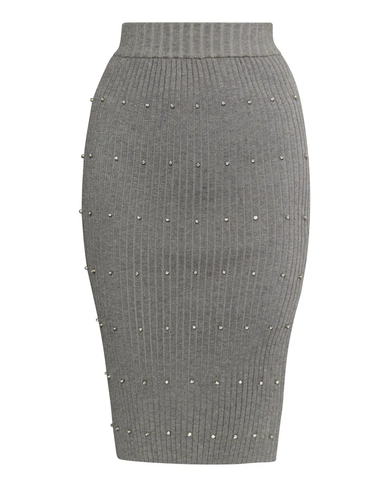 FAINA Strickrock mit Strass-Steinen Damen grau melange Grau