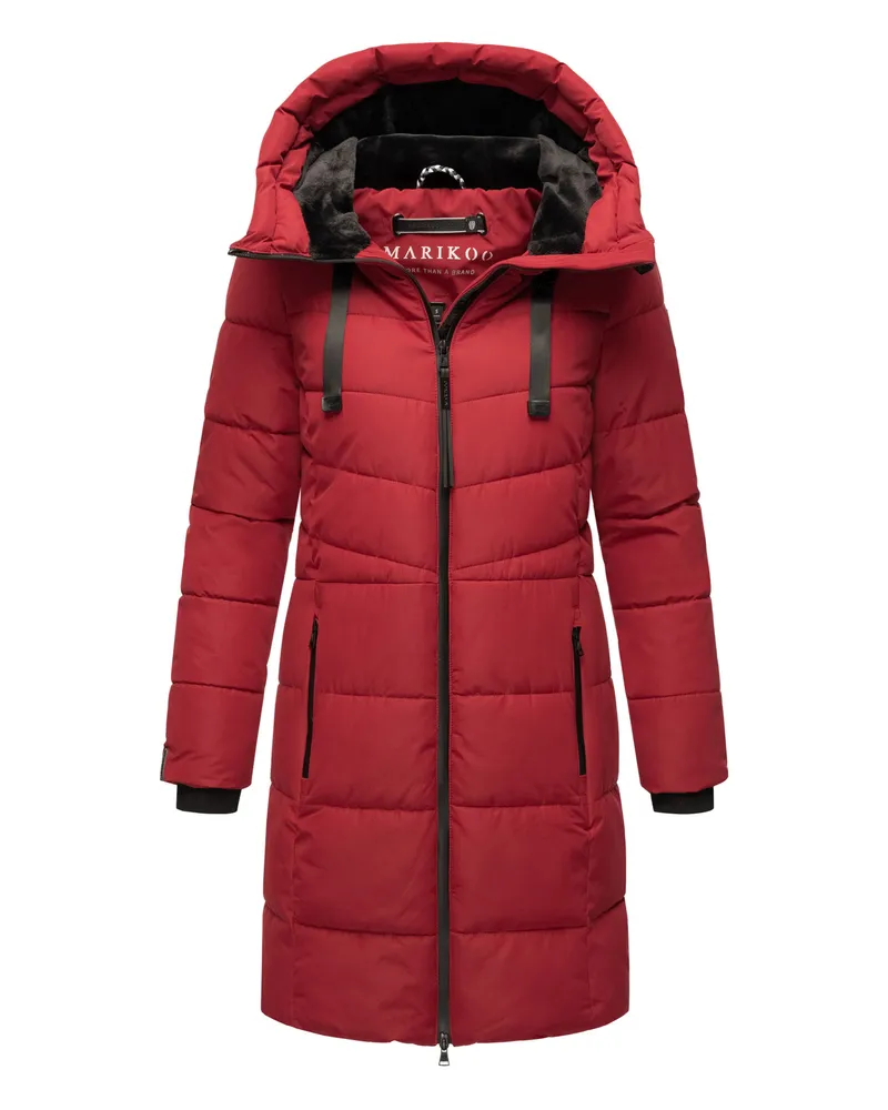 Marikoo Damen Winterjacke Natsukoo – warm, mit Teddyfell & Kapuze Rot