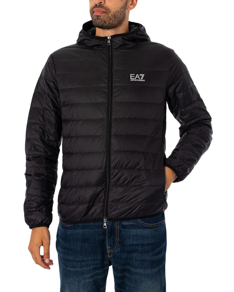 EA7 Gewebte Daunenjacke, Schwarz Schwarz