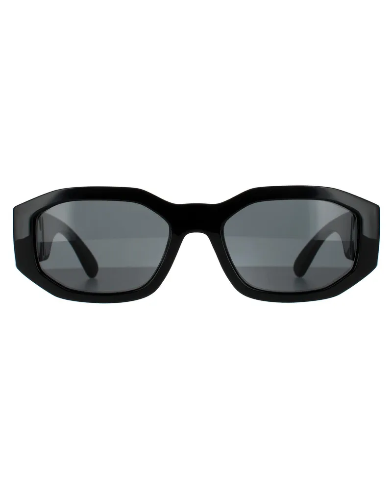 Versace Rechteckige Unisex Sonnenbrille Schwarz Dunkelgrau Schwarz