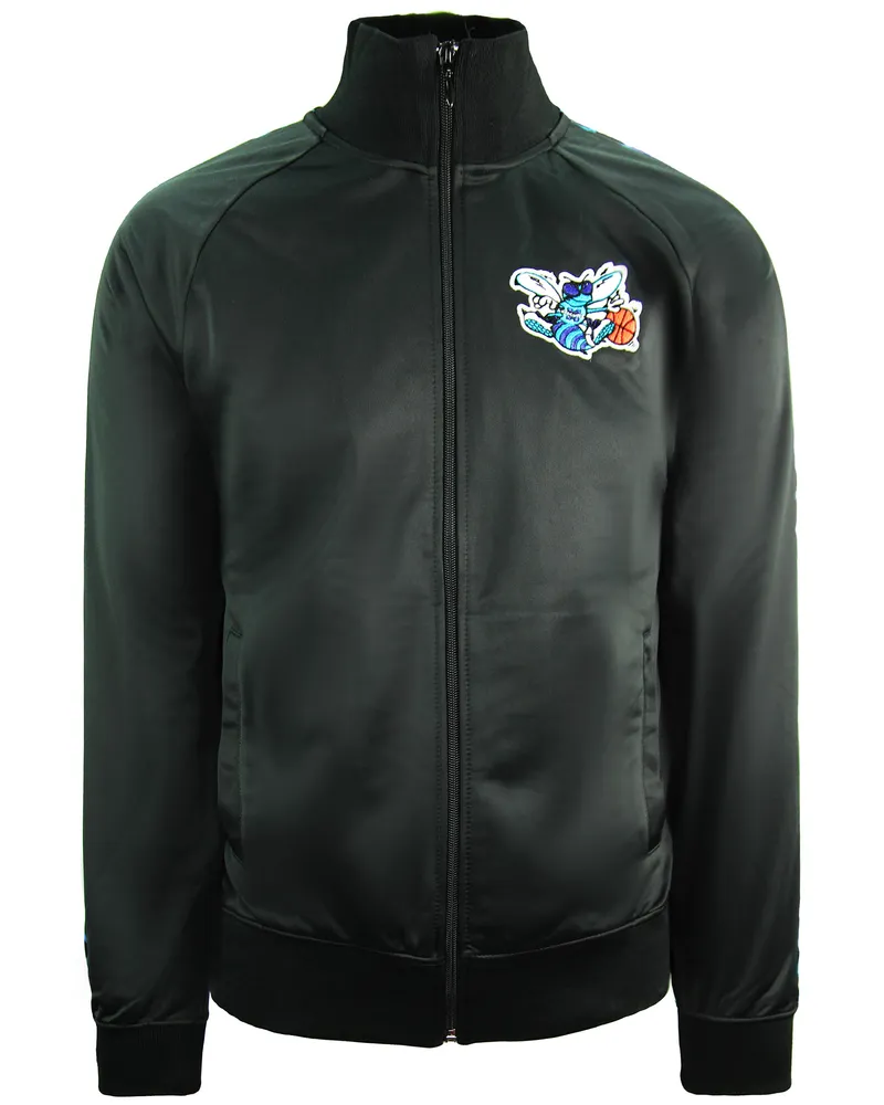 Mitchell & Ness Charlotte Hornets Mens Black Track Jacke Schwarz