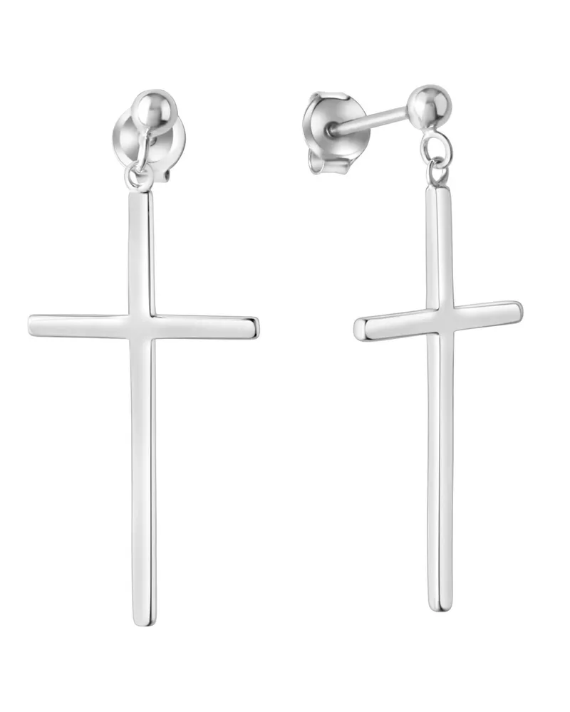 ZEEme Silber Ohrringe Silber 925 rhodiniert mit Kreuz-Motiv 35mm lang Silber