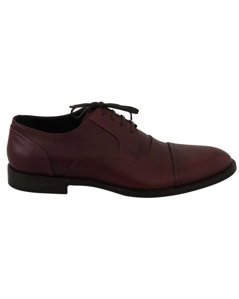 Dolce & Gabbana Rote Bordeaux-Leder Derby-Halbschuhe Weinrot