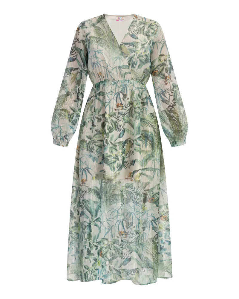 IZIA Maxi Langarmkleid Damen Dschungel Druck Mehrfarbig