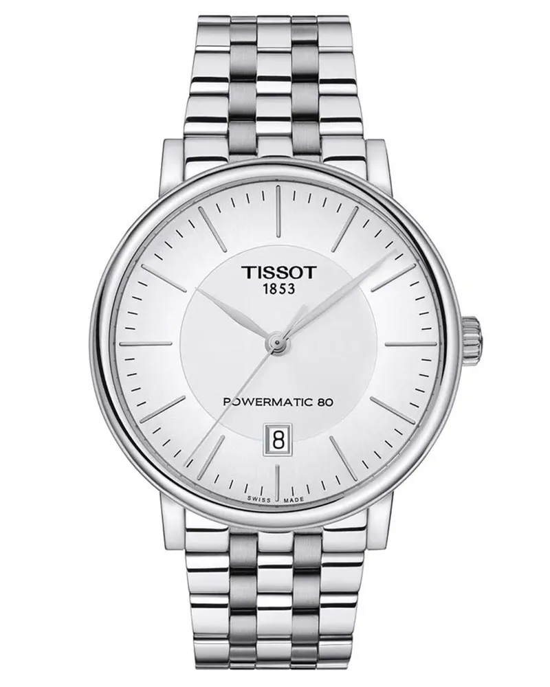 Tissot Carson Premium Powermatic 80 Silber Herren Armbanduhr T1224071103100 Silber