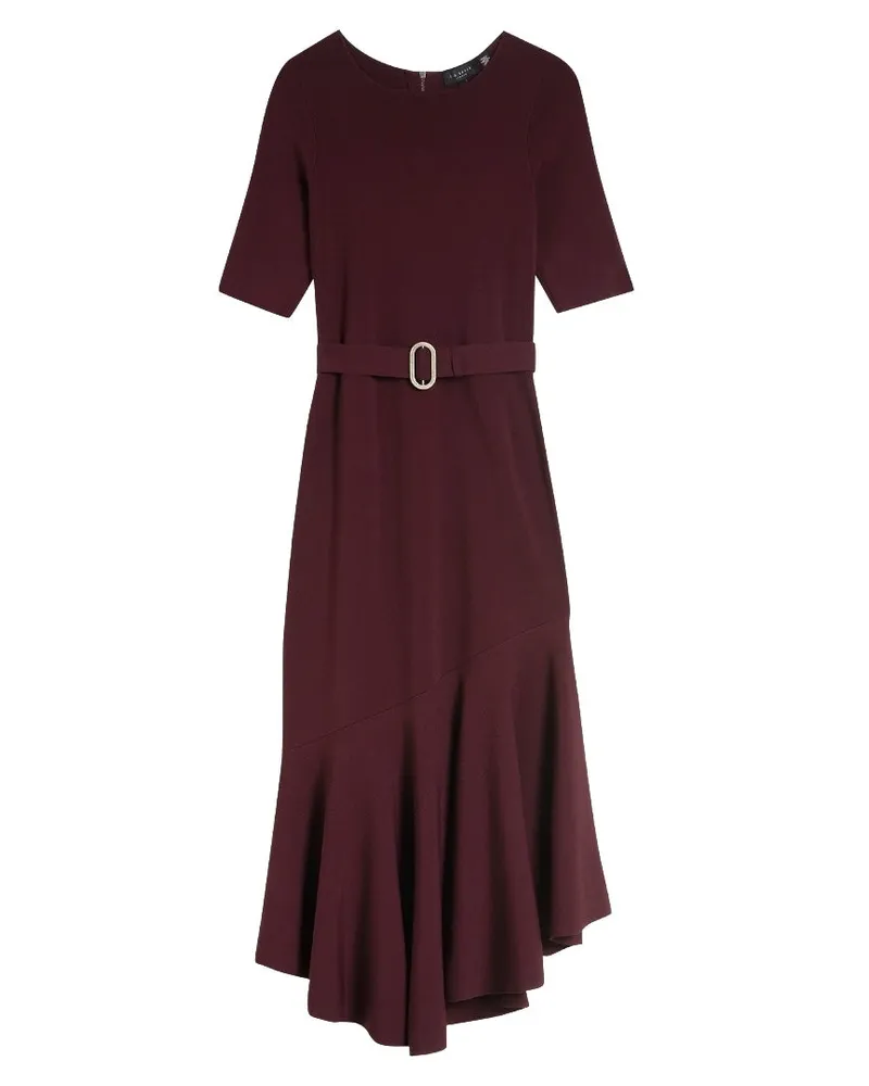 Ted Baker Samalee Strickkleid mit Schwingrock, midilang - Weinrot Weinrot