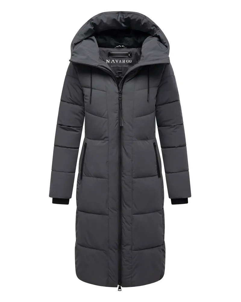 NAVAHOO Damen Winter Steppmantel SCHOKOKUSS – elegant, warm & funktional Grau
