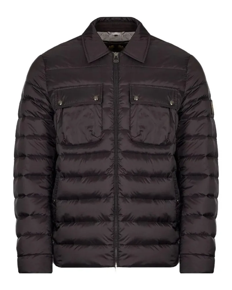 Belstaff Tour Schwarze Daunenjacke Hellgrau