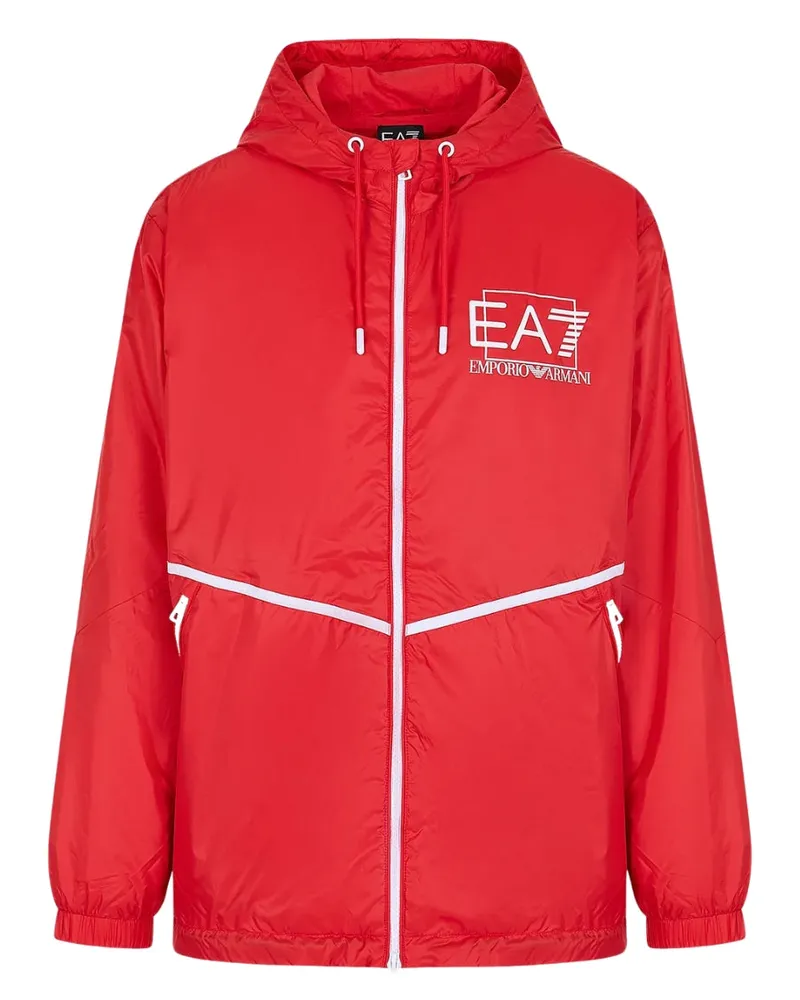 EA7 Rote Kapuzenjacke „" Mit Auffälligem Logo Rot