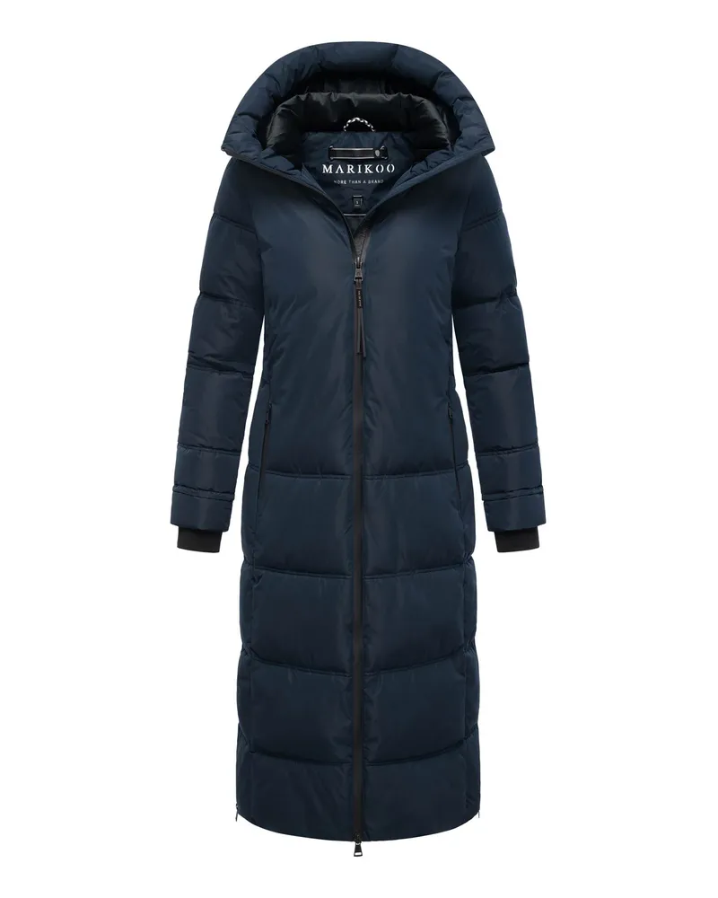 Marikoo Damen Winter Steppmantel Honiaa XVI mit Kapuze & Reißverschlusstaschen Blau