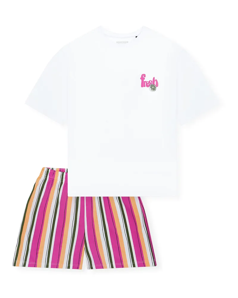Schiesser Mädchen Pyjama NightwearSchlafanzug, Pyjama Set, Nachtwäsche Weiß