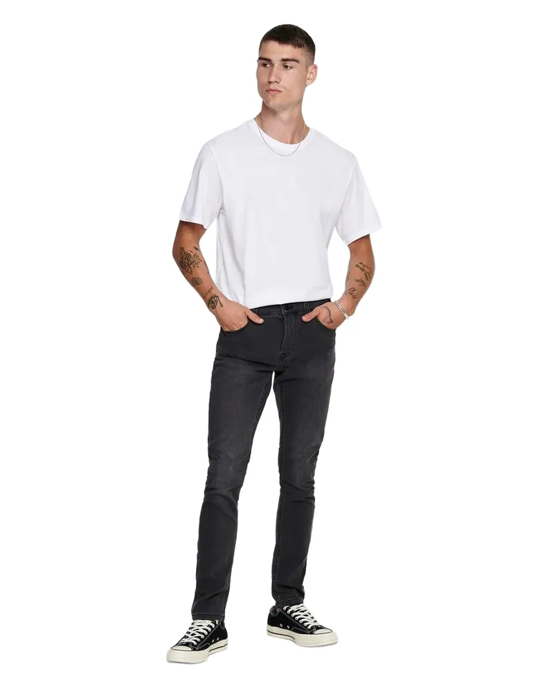 Only & Sons Only and Sons - T-Shirt für Herren, Rundhalsausschnitt, Übergroß (Weiß Weiß