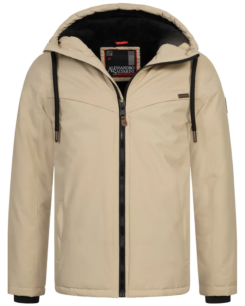 Alessandro Salvarini Herren Winterjacke AS-331 mit Teddyfell & Kapuze Beige