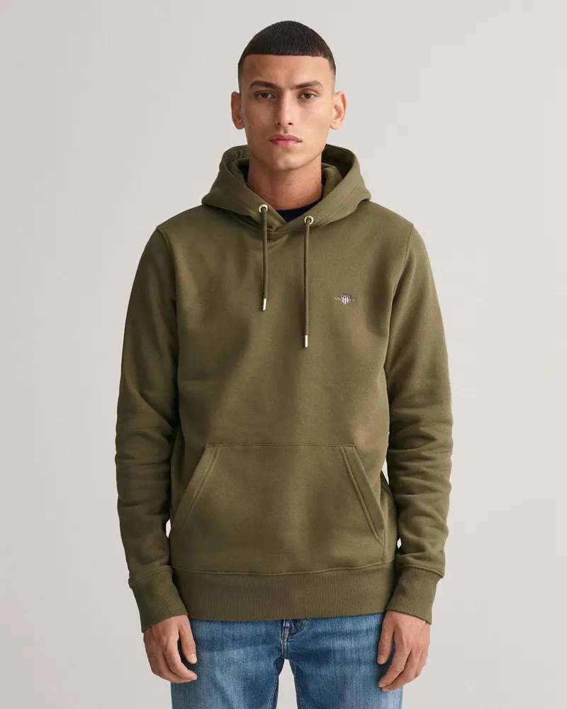 Gant Regular Shield Hoodie Sweatshirt Dunkelgrün