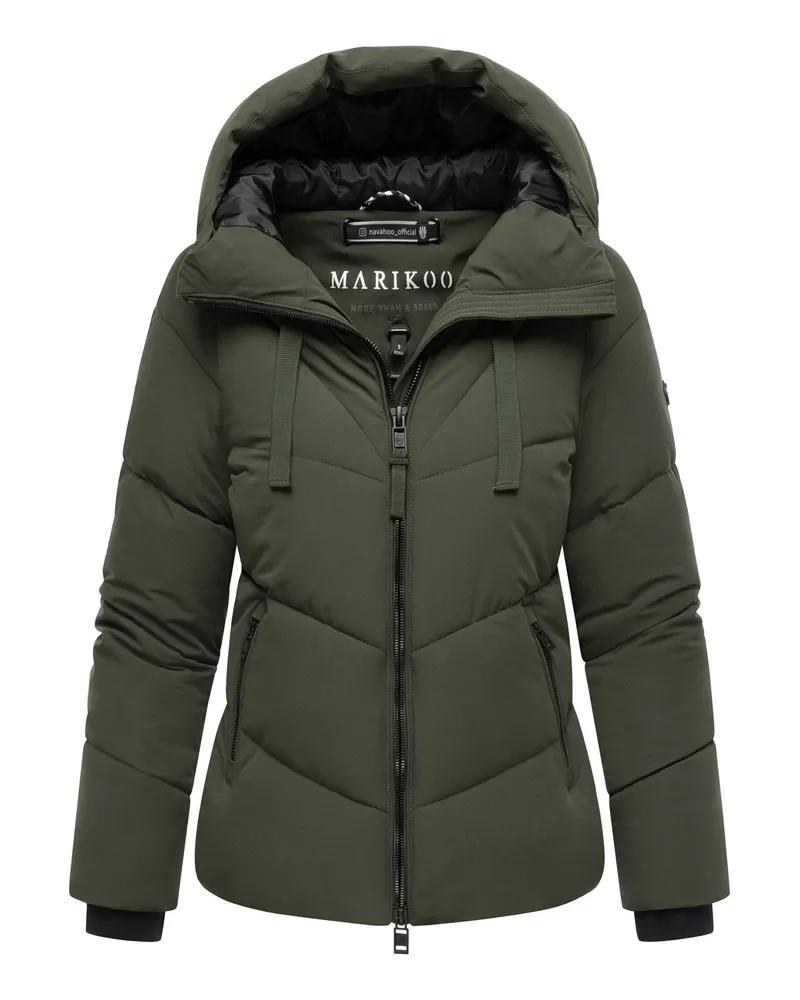 Marikoo Damen Wintersteppjacke Kwamee mit Kapuze & Zwei-Wege-Reißverschluss Grün